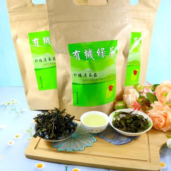 【鑫龍源有機茶】台灣有機綠茶葉60gx3包組(共180g;高山茶;有機綠茶;生青茶;無焙火;無發酵)