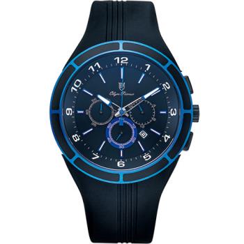 【Olym Pianus奧柏】藍色風暴三眼計時運動腕錶(890-12GB)