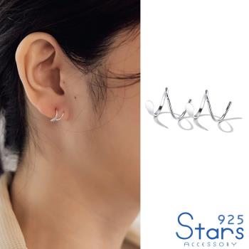 【925 STARS】999千足銀極簡波浪旋轉彈簧圈耳環 造型耳環