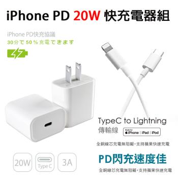 iPhone 20W PD充電器(E630)+Type-C to Lightning 蘋果認證PD快充線