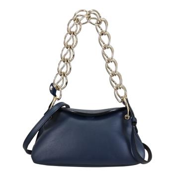 CHLOE MINI JUANA 質感金屬雙鍊提把小牛皮兩用包.深藍