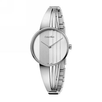 Calvin Klein 婀娜曲線時尚優質手環式腕錶-白面-K6S2N116