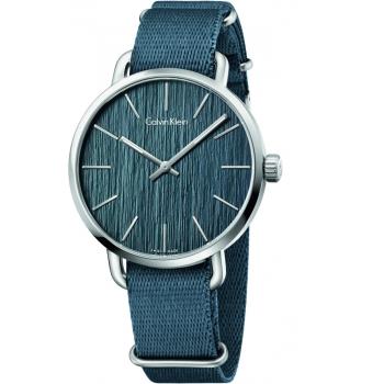 Calvin Klein 歐亞休閒風主義帆布優質時尚腕錶-灰藍-K7B211WL