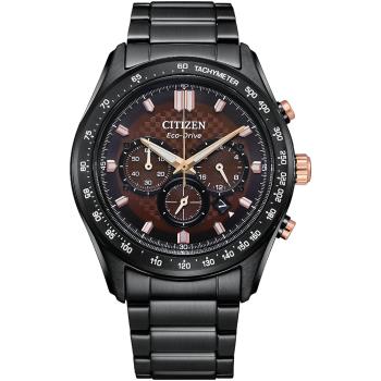CITIZEN 星辰 亞洲限定款光動能三眼計時腕錶/棕X黑/43mm/CA4534-81X