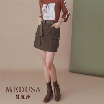 現貨【MEDUSA 曼度莎】【Icare】高彈性工裝短裙（附腰帶）（L-XL）｜女短裙 褲型內裡 高彈性