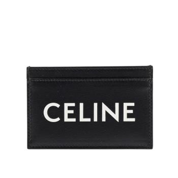 CELINE Logo 印花平滑小牛皮名片/卡片夾(黑色) 10B703DMF.38SI