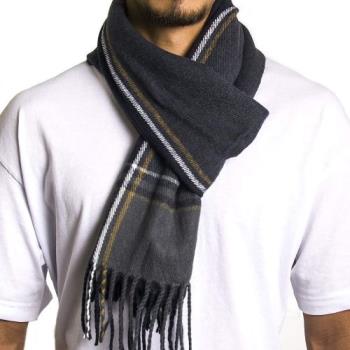 Alpine Swiss 超柔軟羊絨炭灰色格紋圍巾