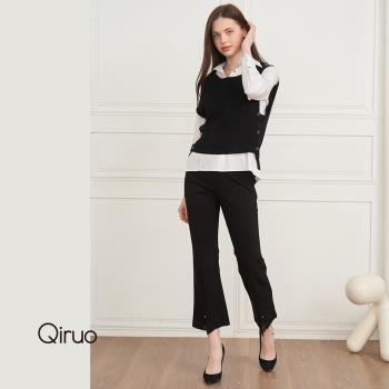 【Qiruo 奇若】秋冬專櫃黑色小喇叭褲2302C 蕾絲造型