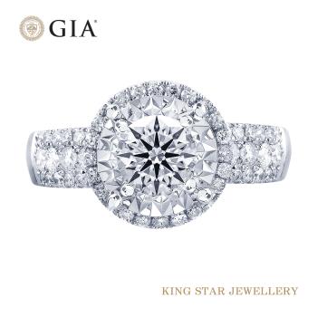 King Star GIA一克拉芙蓉18K金鑽石戒指(最白D color)