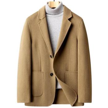 【米蘭精品】毛呢外套羊毛西裝-保暖休閒大口袋百搭男外套3色74de36