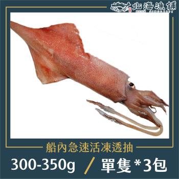 【北海漁鋪】船內急速活凍中卷300-350g(1尾裝)/包 *3包