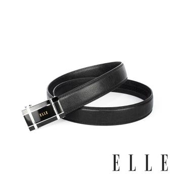 【ELLE HOMME】品牌自動扣皮帶/男士皮帶(黑)-白金邊黑底圓點
