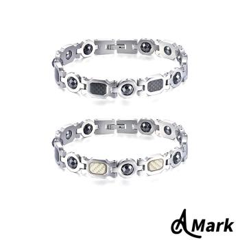 【A MARK】時尚碳纖維能量磁石316L鈦鋼手鍊 (2款任選)