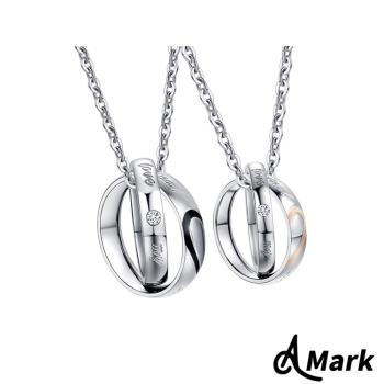 【A MARK】愛情永恆閃鑽戒環316L鈦鋼項鍊 (2款任選)