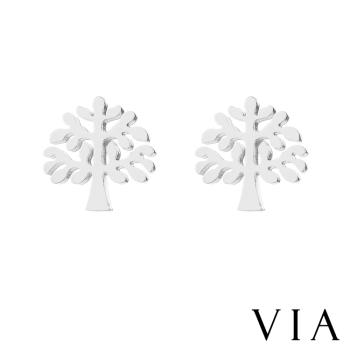 【VIA】植物系列 生命樹造型白鋼耳釘 造型耳釘 鋼色