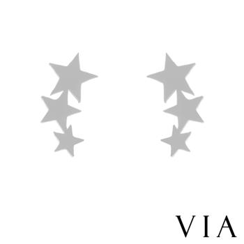【VIA】星空系列 星星串飾造型白鋼耳釘 造型耳釘 鋼色