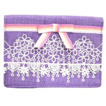 【ANNA SUI】奢華蝴蝶結領刺繡蕾絲面紙套-紫色
