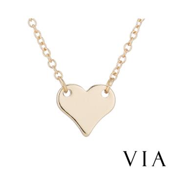 【VIA】時尚系列 經典小桃心造型白鋼項鍊 造型項鍊金色
