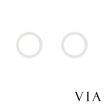 【VIA】時尚系列 幾何縷空圈圈造型白鋼耳釘 造型耳釘 鋼色