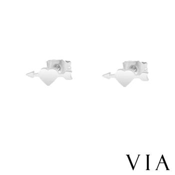 【VIA】符號系列 一箭穿心造型白鋼耳釘 造型耳釘 鋼色 