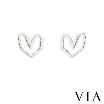 【VIA】符號系列 手畫愛心造型白鋼耳釘 造型耳釘 鋼色