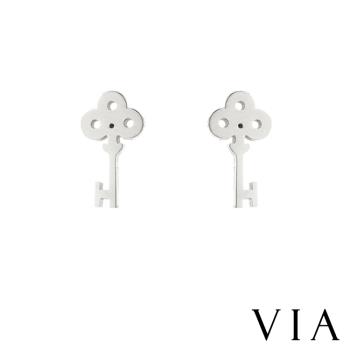 【VIA】時尚系列 秘密的鑰匙造型白鋼耳釘 造型耳釘 鋼色