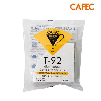 【CAFEC】三洋日本製T92淺焙豆專用白色錐形咖啡濾紙(1~2人份)100張 LC1-100W
