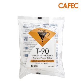 【CAFEC】三洋日本製T90中深焙豆專用白色錐形咖啡濾紙(1~2人份)100張 MC1-100W