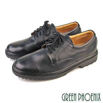 GREEN PHOENIX 男 學生鞋 皮鞋 商務皮鞋 素面 綁帶 全真皮 平底S-11105