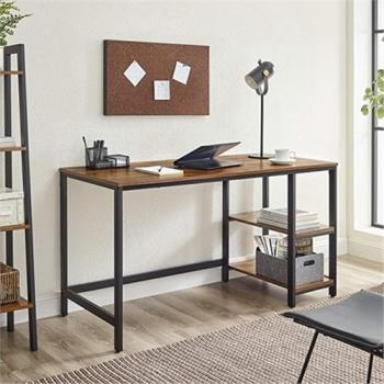 【hoi! 好好生活】VASAGLE 工業風二層置物書桌/電腦桌1.4M-鐵鏽棕 LWD55X