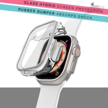 刀鋒360X系列 Apple Watch Ultra 2/Ultra (49mm) 全包覆透明軟膠防撞殼 玻璃貼+保護邊框