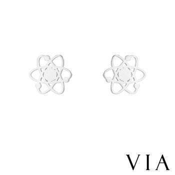 【VIA】個性系列 原子造型白鋼耳釘 造型耳釘 鋼色