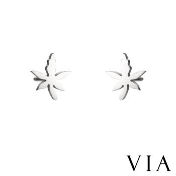 【VIA】植物系列 小清新楓葉造型白鋼耳釘 造型耳釘 鋼色