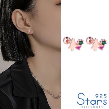 【925 STARS】純銀925閃耀彩鑽聖誕樹造型球針耳釘 造型耳釘 美鑽耳釘 (2款任選)