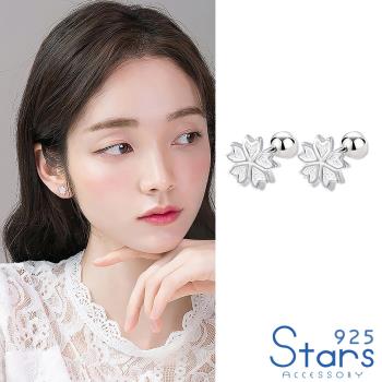 【925 STARS】999千足銀清新花朵造型球型耳針 造型耳釘