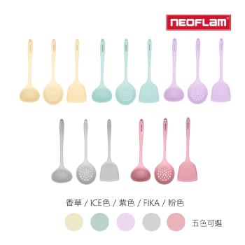 NEOFLAM Premium矽銀系列廚房配件三件組-5色任選(鍋鏟/湯勺/漏勺)-慈濟共善
