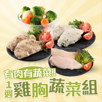 低溫即食舒肥雞胸肉+蔬菜組(共21包)