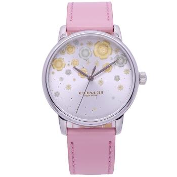 COACH 美國頂尖精品簡約時尚流行花朵造型腕錶-粉紅-14503846