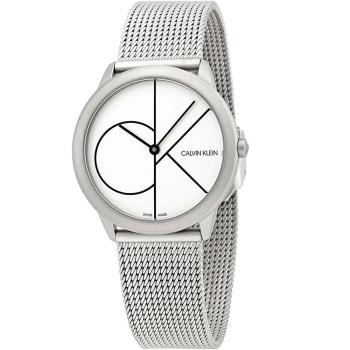 Calvin Klein LOGO主義當道米蘭風格優質時尚腕錶-35mm-銀黑-K3M5215X