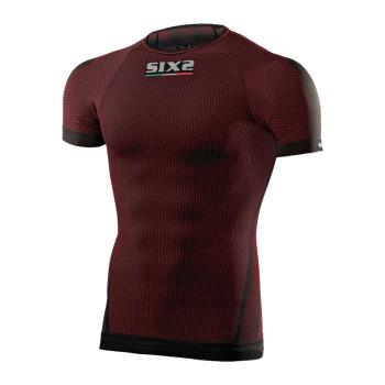 SIXS 機能碳短袖上衣,深紅