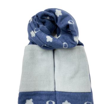 【COACH】新款C LOGO混羊毛雙口袋厚圍巾(藍)