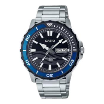 【CASIO 卡西歐】指針錶 運動潛水錶 不銹鋼錶帶 防水100米 日期顯示 MTD-125(MTD-125D-1A2)