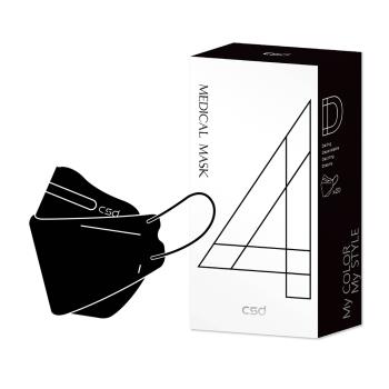 【CSD 中衛】醫療口罩-4D立體-酷黑1盒入-鬆緊耳帶(20入/盒)