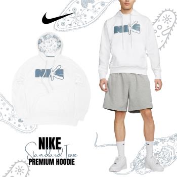 Nike 長袖上衣 Standard Issue Premium Hoodie 男款 白 藍 寬鬆 連帽上衣 DV9502-100