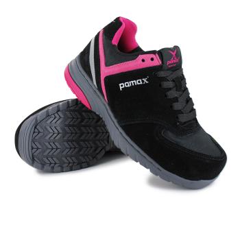 【PAMAX 帕瑪斯】專為女性設計/運動型頂級超彈力氣墊止滑安全鞋(PS36933FEH 黑桃紅)