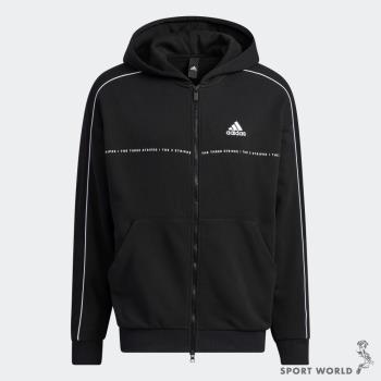 Adidas 男 連帽外套 休閒 寬鬆 毛圈布 黑【運動世界】IA9435