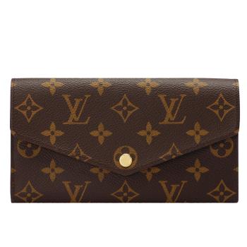 最後一個↘【Louis Vuitton 路易威登】SARAH 經典老花信封翻蓋長夾 錢包-玫紅M62234