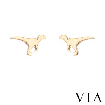 【VIA】動物系列 小恐龍造型白鋼耳釘 造型耳釘 金色