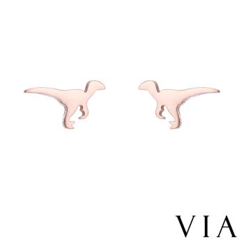 【VIA】動物系列 小恐龍造型白鋼耳釘 造型耳釘 玫瑰金色