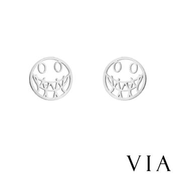 【VIA】節日系列 詭異笑臉造型白鋼耳釘 造型耳釘 鋼色   